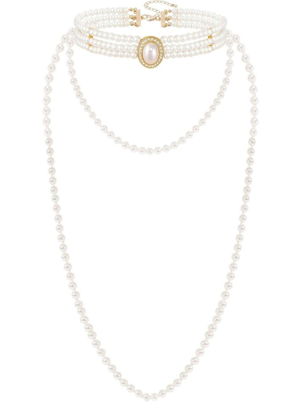 1920s Vintage Long Pearl Necklace & Choker Jewelry Set for Women - Elegant